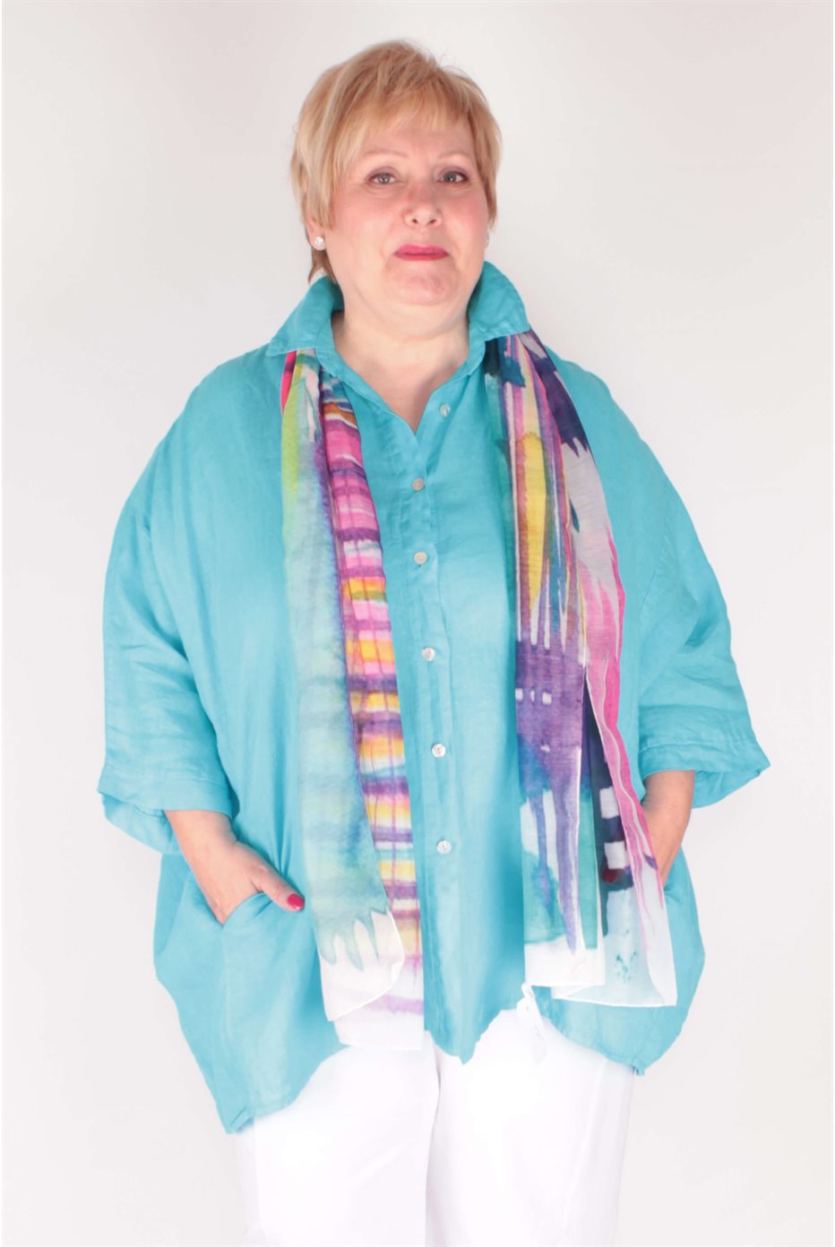 Blouse en Lin Aqua